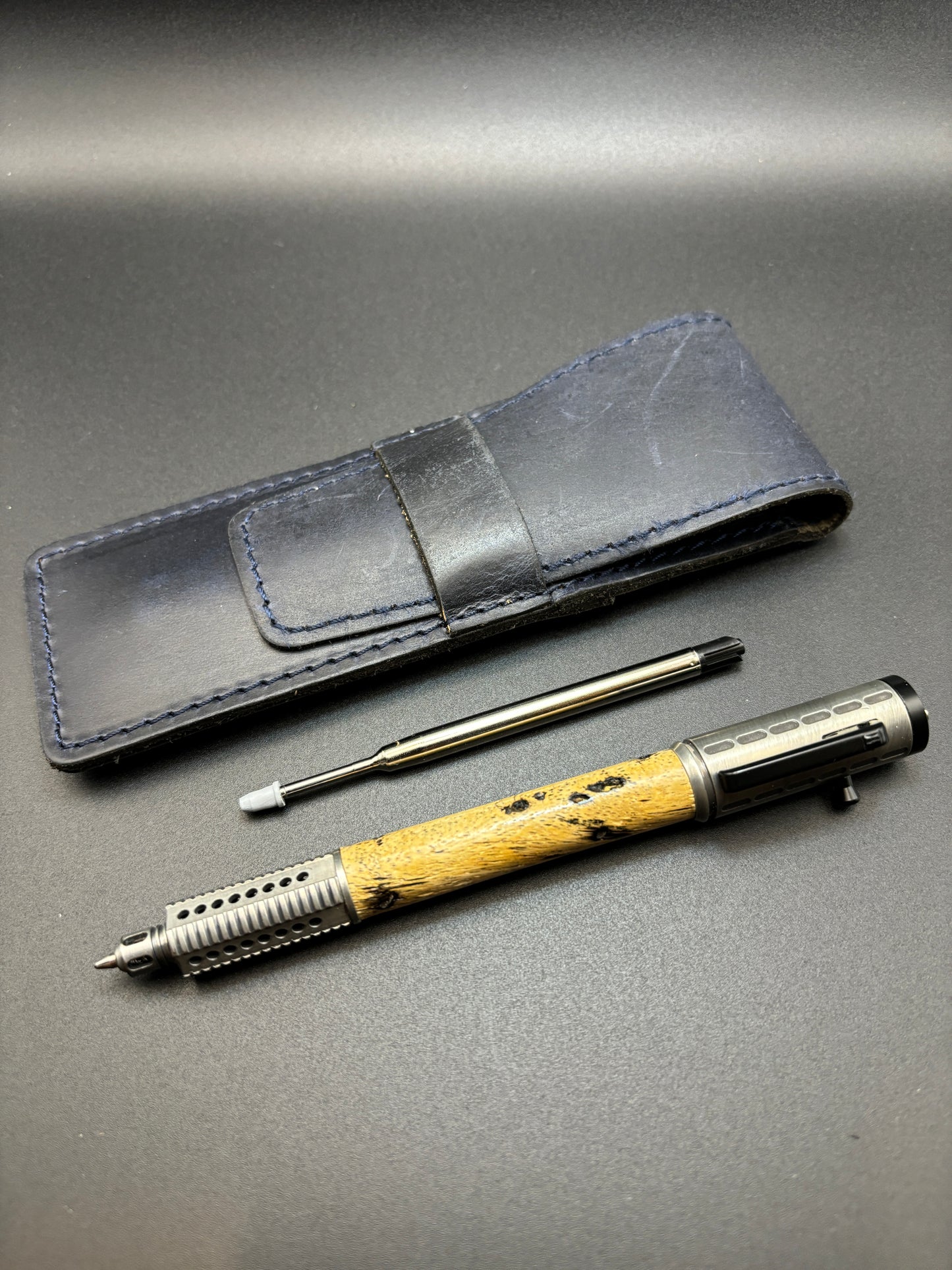 Semi-Automatic Rifle Pen ★ Antique Pewter ★ Natural Tamarind