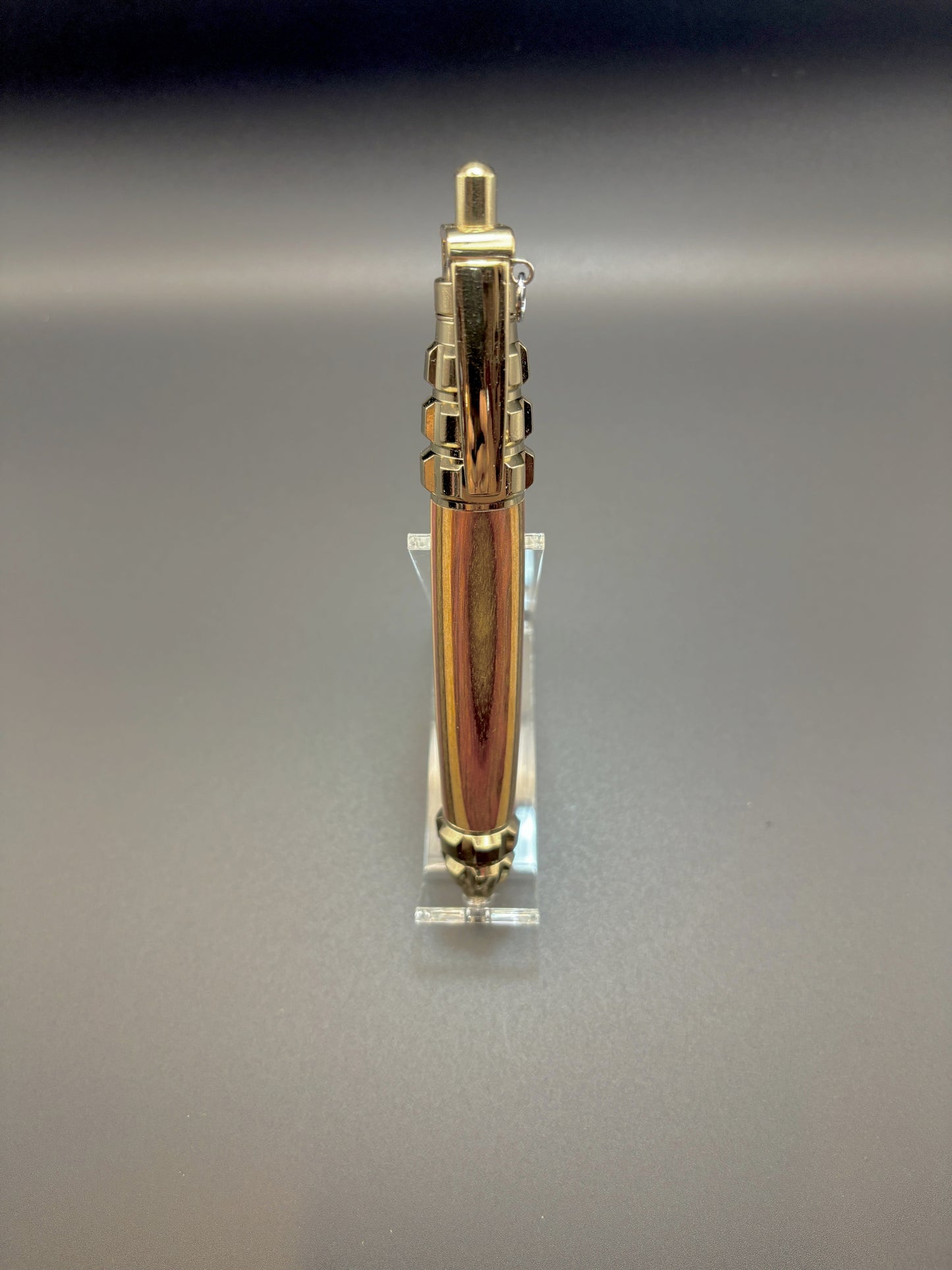 Grenade Pen ★ 24K Gold ★ Striped Laminated Wood