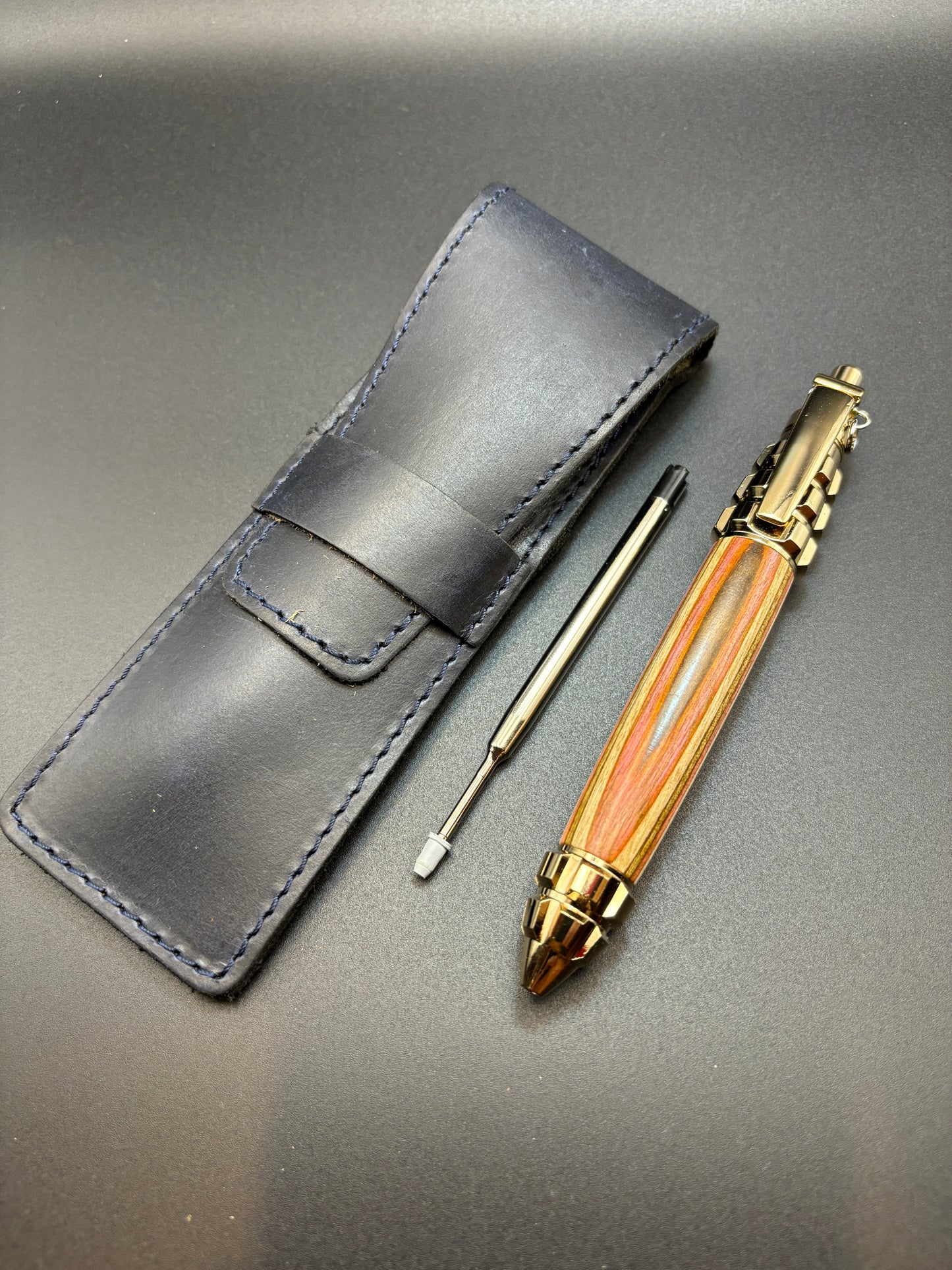 Grenade Pen ★ 24K Gold ★ Striped Laminated Wood
