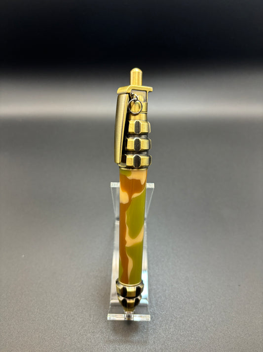 Grenade Pen ★ Antique Brass ★ Desert Camo