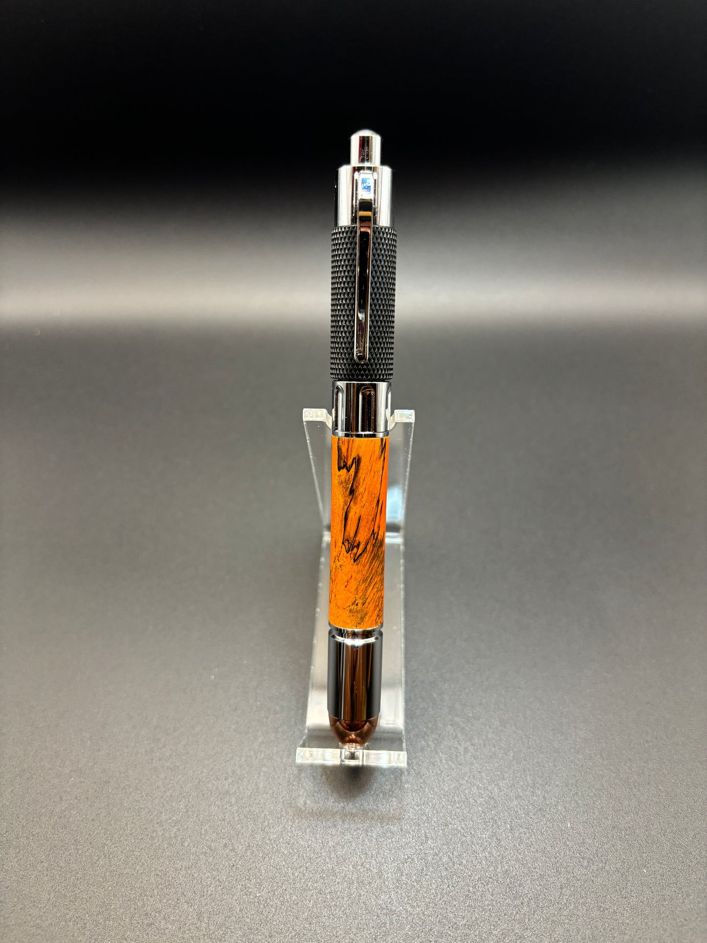Revolver Pen ★ Chrome ★ Orange Spalted Tamarind