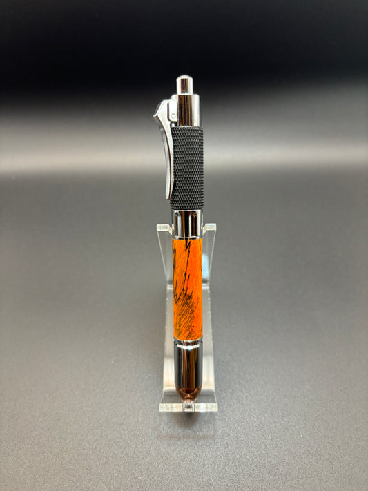 Revolver Pen ★ Chrome ★ Orange Spalted Tamarind
